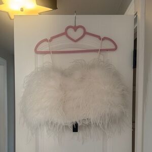 Banana Republic Luna Ostrich Feather Top S NWT